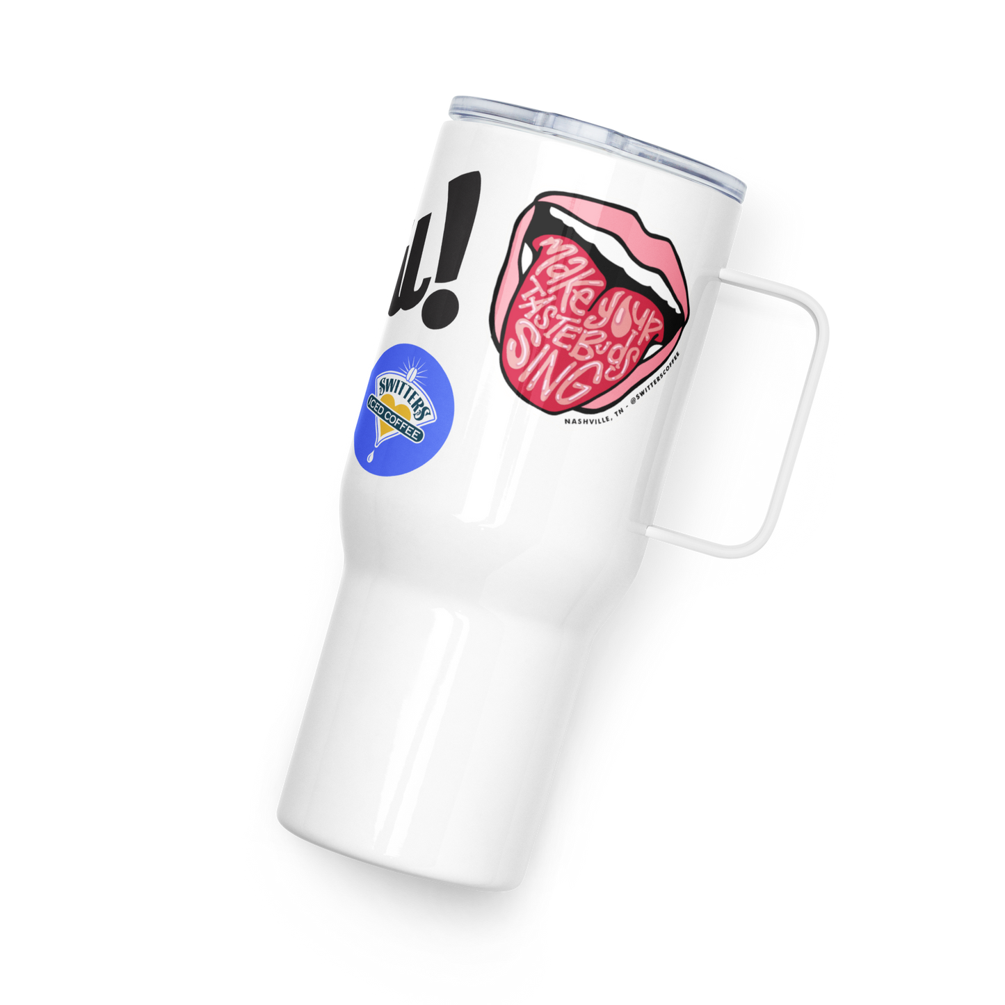 Travel mug with a handle