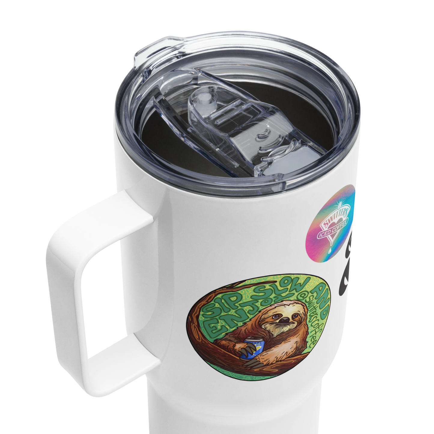 Travel mug with a handle